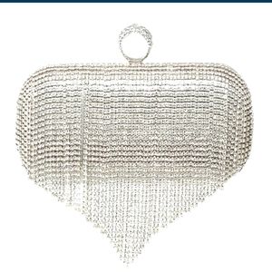 Rhinestone Fringe Rectangular Clutch